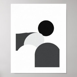 Poster Cartaz Abstrato Minimalista Preto e Branco