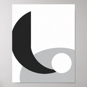 Poster Cartaz Abstrato Minimalista Preto e Branco