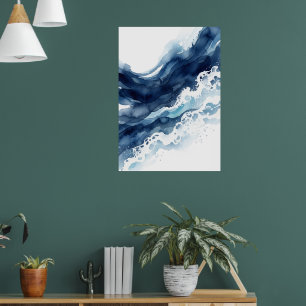Poster Cartaz Abstrato Onda do Oceano Azul