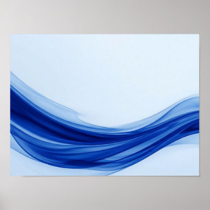 Poster Cartaz Abstrato Onda Fluida Azul Safira