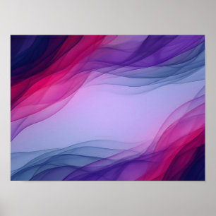 Poster Cartaz Abstrato Ondas Camadas Violeta Magenta
