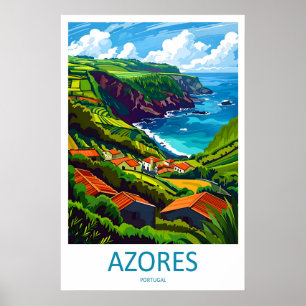 Poster Cartaz Açores Parque Nacional Esqui Viagem Vintage