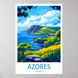 Poster Cartaz Açores Viagem Parque Nacional Esqui Vintage