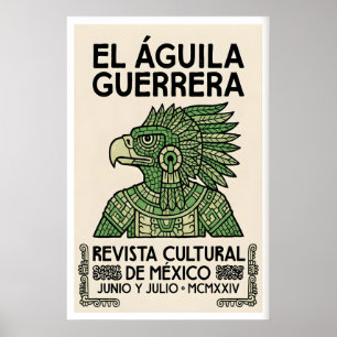 Poster Cartaz Águia Mexicana Desenho de Guerreiro Asteca