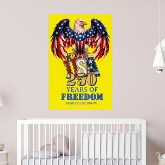 Poster Cartaz Águia Patriótica EUA Versão Amarela