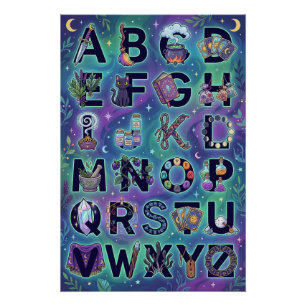 Pôster Cartaz Alfabético Mágico de A-Z (Sem palavras)