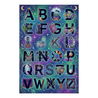Pôster Cartaz Alfabético Mágico de A-Z (Sem palavras)
