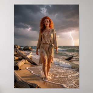 Poster Cartaz Alma Resiliente Sob a Tempestade do Mar