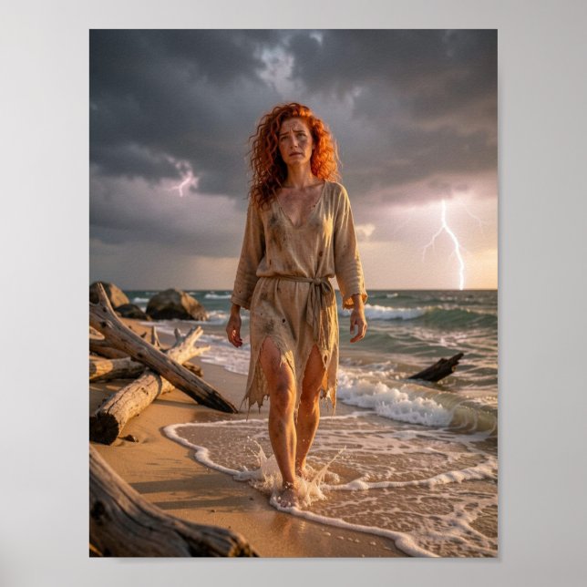 Poster Cartaz Alma Resiliente Sob a Tempestade do Mar (Frente)