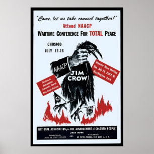 Poster Cartaz Anti-Racismo e Anti Jim Crow NAACP Parede d