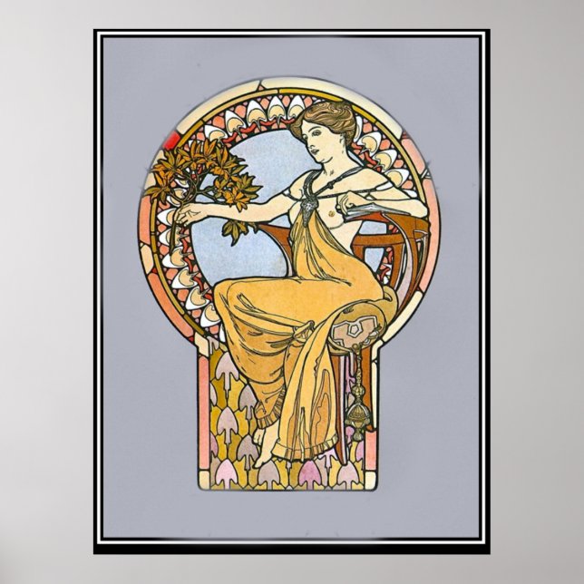 Poster Cartaz Antigo Alphonse Mucha Anúncio (Frente)