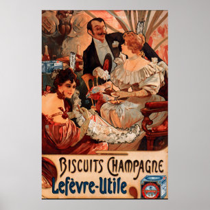 Pôster Cartaz Antigo Alphonse Mucha Anúncio de Biscoitos