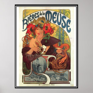 Poster Cartaz Antigo Alphonse Mucha Anúncio de Cerveja