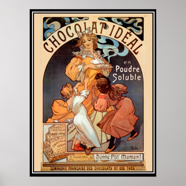 Poster Cartaz Antigo alphonse mucha Anúncio de Chocolate (Frente)