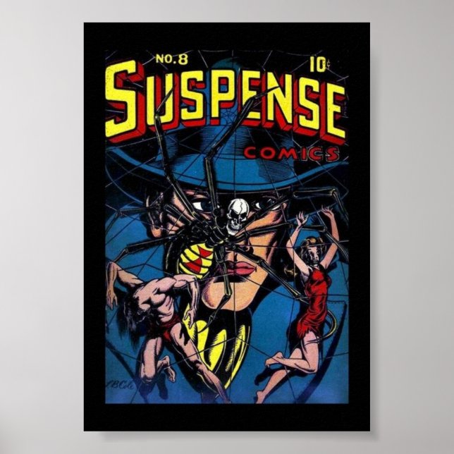 Poster Cartaz Antigo Capas de Quadrinhos Suspense (Frente)