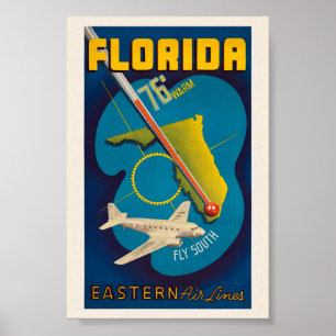 Poster Cartaz Antigo da Flórida EUA 1938
