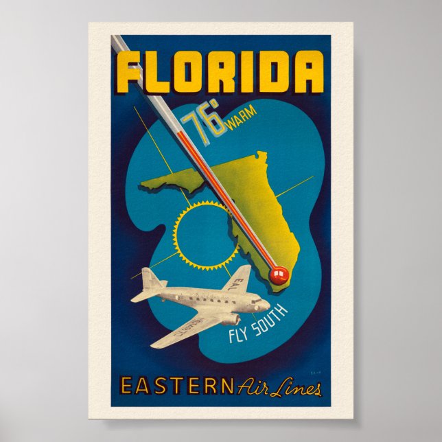 Poster Cartaz Antigo da Flórida EUA 1938 (Frente)