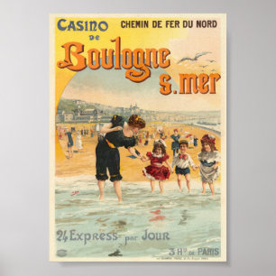 Poster Cartaz antigo da França Boulogne sur mer 1890