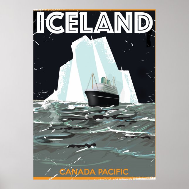 Poster Cartaz Antigo da Islândia (Frente)