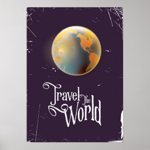 Pôster Cartaz antigo da Terra para viajar pelo mundo
