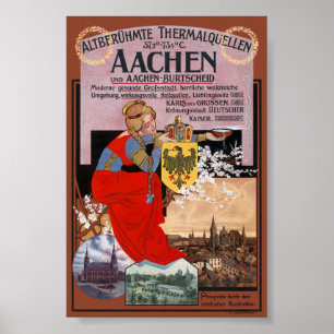 Poster Cartaz Antigo de Aachen Alemanha 1910