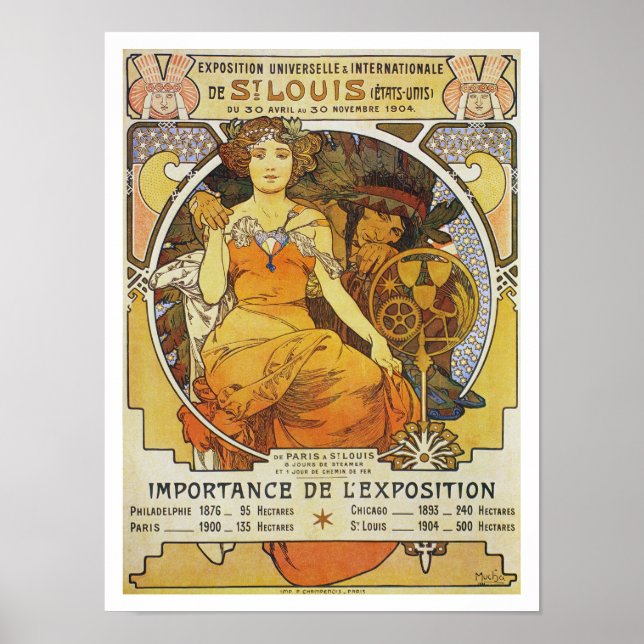 Poster cartaz antigo de Alphonse Mucha (Frente)