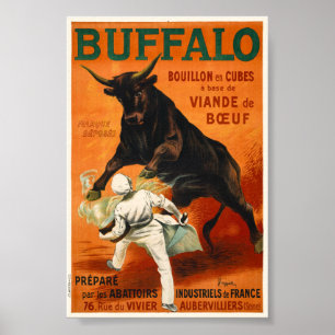Poster Cartaz Antigo de Búfalo França 1900