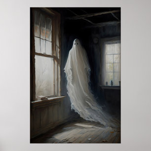 Poster Cartaz Antigo de Fantasma Assombrando Casa Abandon