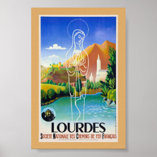 Poster Cartaz Antigo de Lourdes França 1939