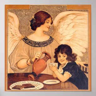 Poster Cartaz Antigo do Anjo do Chocolate Francês: Arte V