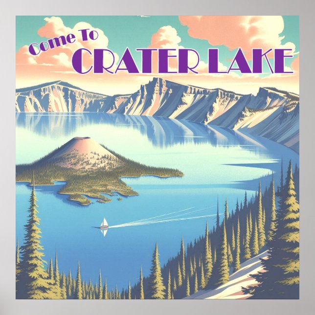 Poster Cartaz Antigo do Lago Crater (Frente)