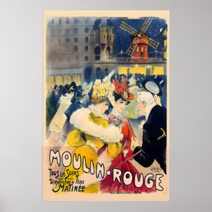 Poster Cartaz Antigo do Moulin Rouge – Teatro de Paris