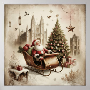 Poster Cartaz Antigo do Papai Noel