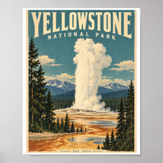 Poster Cartaz Antigo do Parque Nacional de Yellowstone