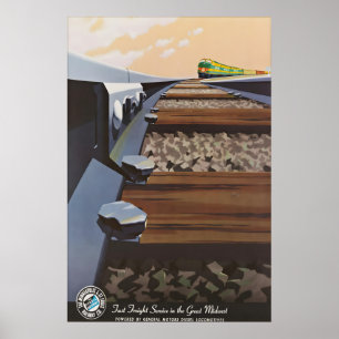 Poster Cartaz Antigo do Trem da Ferrovia Minneapolis St L