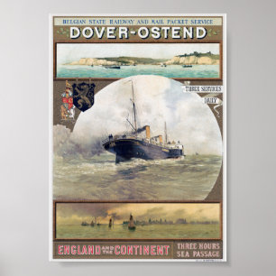 Poster Cartaz Antigo Dover-Ostend Década de 1910