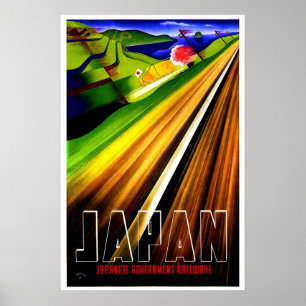 Poster Cartaz Antigo Japão Ferrovias Viagem Trem