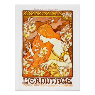 Pôster Cartaz Antigo Revista Francesa Art Nouveau Mulher