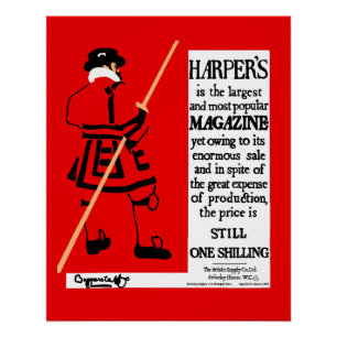 Pôster Cartaz Antigo Revista Harper's Beefeater