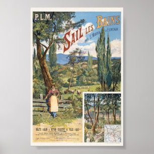 Poster Cartaz Antigo Sail les Bains França 1895