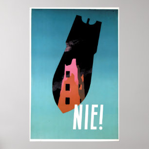 Poster Cartaz Antiguerra da Polônia Guerra Fria Arte de N