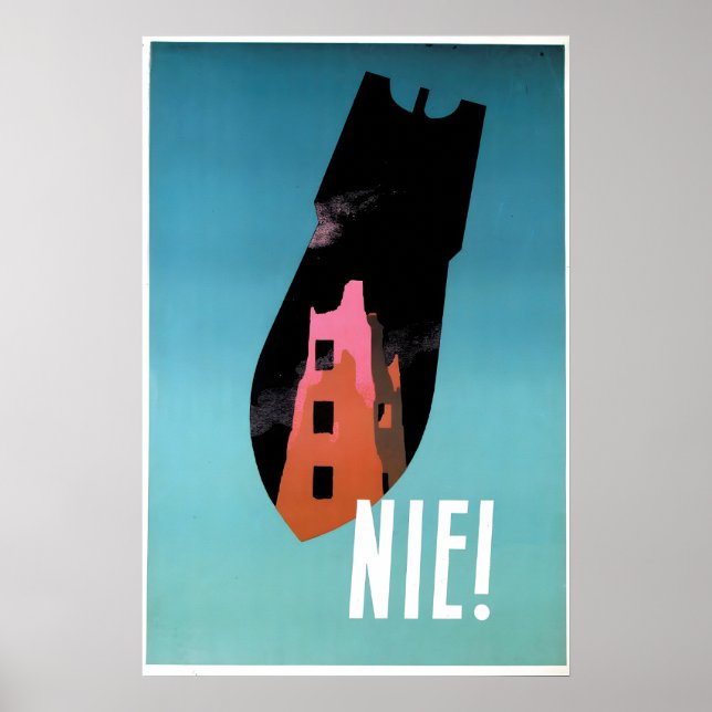 Poster Cartaz Antiguerra da Polônia Guerra Fria Arte de N (Frente)