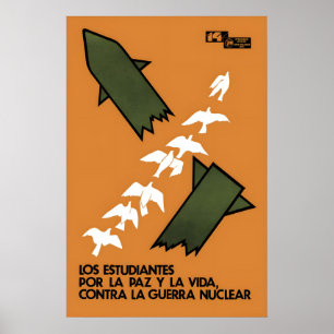 Poster Cartaz Antiguerra Estudantes contra a guerra nucle
