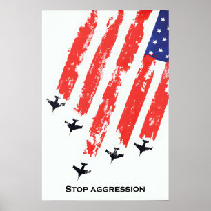 Poster Cartaz Antiguerra Pare a Agressão Guerras American