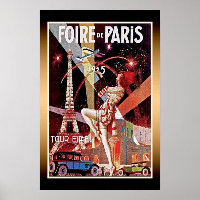 Poster Cartaz Art Déco da Torre Eiffel da Feira de Paris  (Frente)