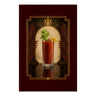 Pôster Cartaz Art Déco de Bloody Mary Arte de Bar