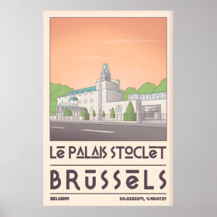 Poster Cartaz Art Déco de Bruxelas, Paisagem Urbana Geomé
