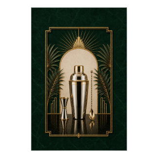 Pôster Cartaz Art Déco de Coqueteleira | Arte de Bar