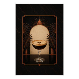 Pôster Cartaz Art Déco de Espresso Martini Café Imprimí