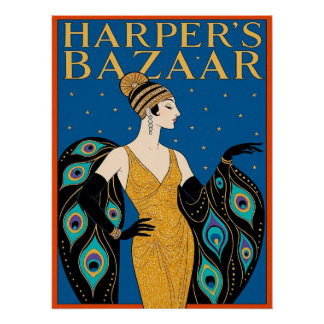 Pôster Cartaz Art Déco de Estilo Vintage da Harper's Baza